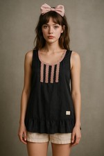  Odd Molly Silk Lace Trim Tank Top gray Pink ...