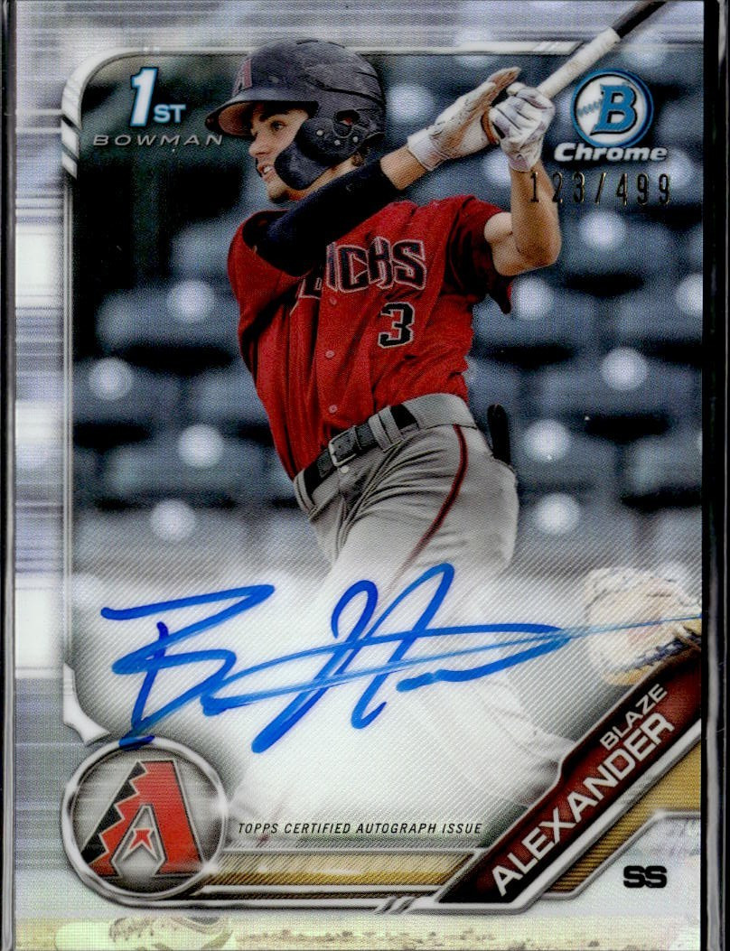 2019 Bowman Chrome Blaze Alexander #CPA-BA 1st Bowman Refractor Auto 123/499