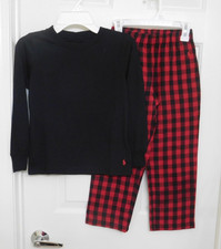 NWT 2pc Polo Ralph Lauren Red Black Check Pants Pajamas sz 3t 6 or 7