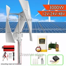 3000W 12/24/48V Vertical Wind Turbine Generator Kit w/ Inverter Controller Home.