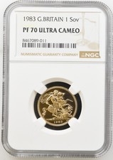 1983 GOLD PROOF SOVEREIGN, ELIZABETH II NGC PF70 ULTRA CAMEO