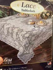 New Bess Made In USA 60x84 Oblong White Lace Table Cloth