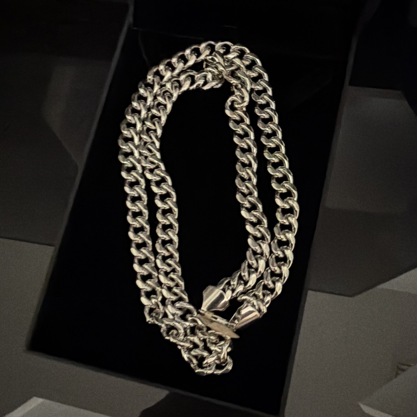 Silver Curb Link Chain Necklace, Lobster Clasp, Metal, No Stone