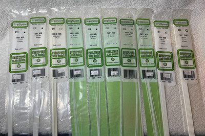 Evergreen scale models strip styrene bundle of 10 various packs of rod and tube