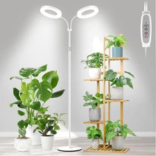 Customizable Dual-Head Grow Light - Adjustable Height with Timed Cycle Options