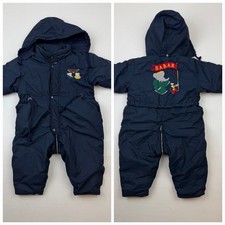 Vtg Floriane Snowsuit Baby Bunting BABAR Elephant Embroidered See Measurements