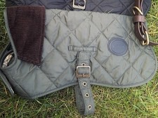 Image of Barbour Original Heritage Quilted Tartan Dog jacket coat Olive khaki RRP £50