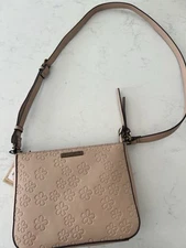 Frye And Co Purse Brown Leather Floral Flower Print Shoulder Bag