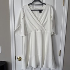 DKNY Cream Short Sleeve Dress Size 14