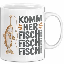 Angelliebhaber Fischer Tasse Geschenk Lustige Geschenkidee Spruch Komm Her Fisch