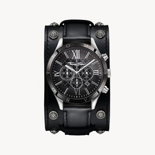 Original THOMAS SABO Herrenuhr REBEL ICON Keramik Leder silber schwarz