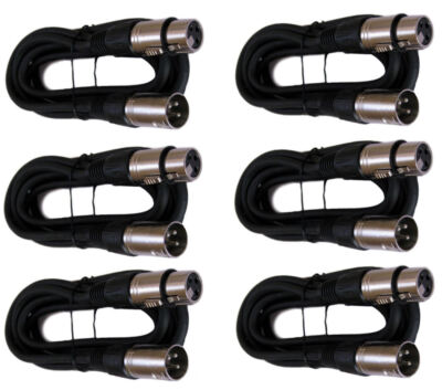 6x 10FT XLR PRO 3Pin Male to Female Mic Microphone Audio Balanced Shielded Cable