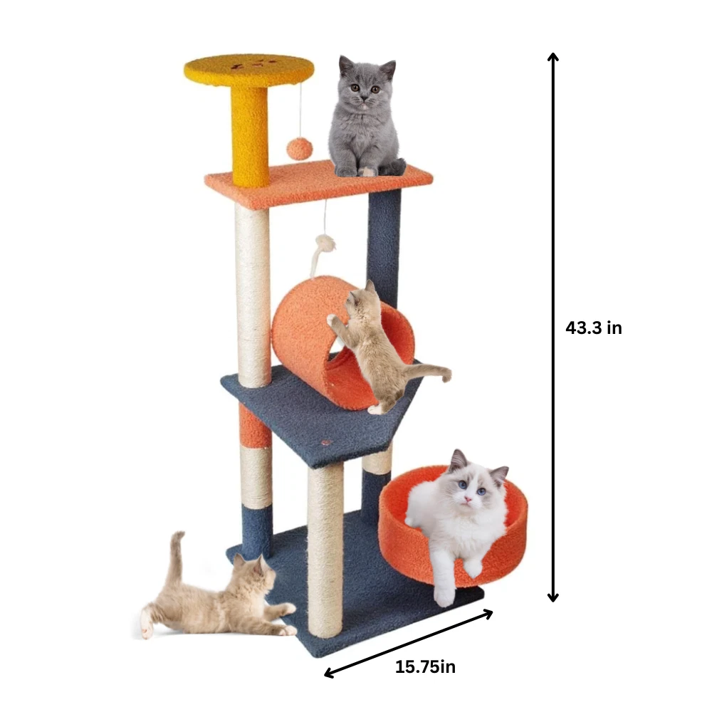Colorful cat tree top