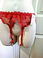 Red Lace Garter Belt 4 Garters Back Hook n Eye Closure by Carnival