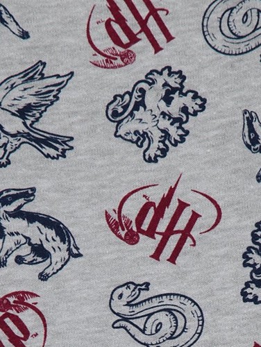 Harry Potter Graphic Print Cotton pyjamas burgundy short sleeve top grey bottoms - Picture 2 of 3