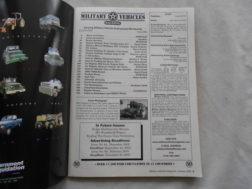 MILITARY VEHICLES MAGAZINE-OCTOBER,2002 - Picture 2 of 2