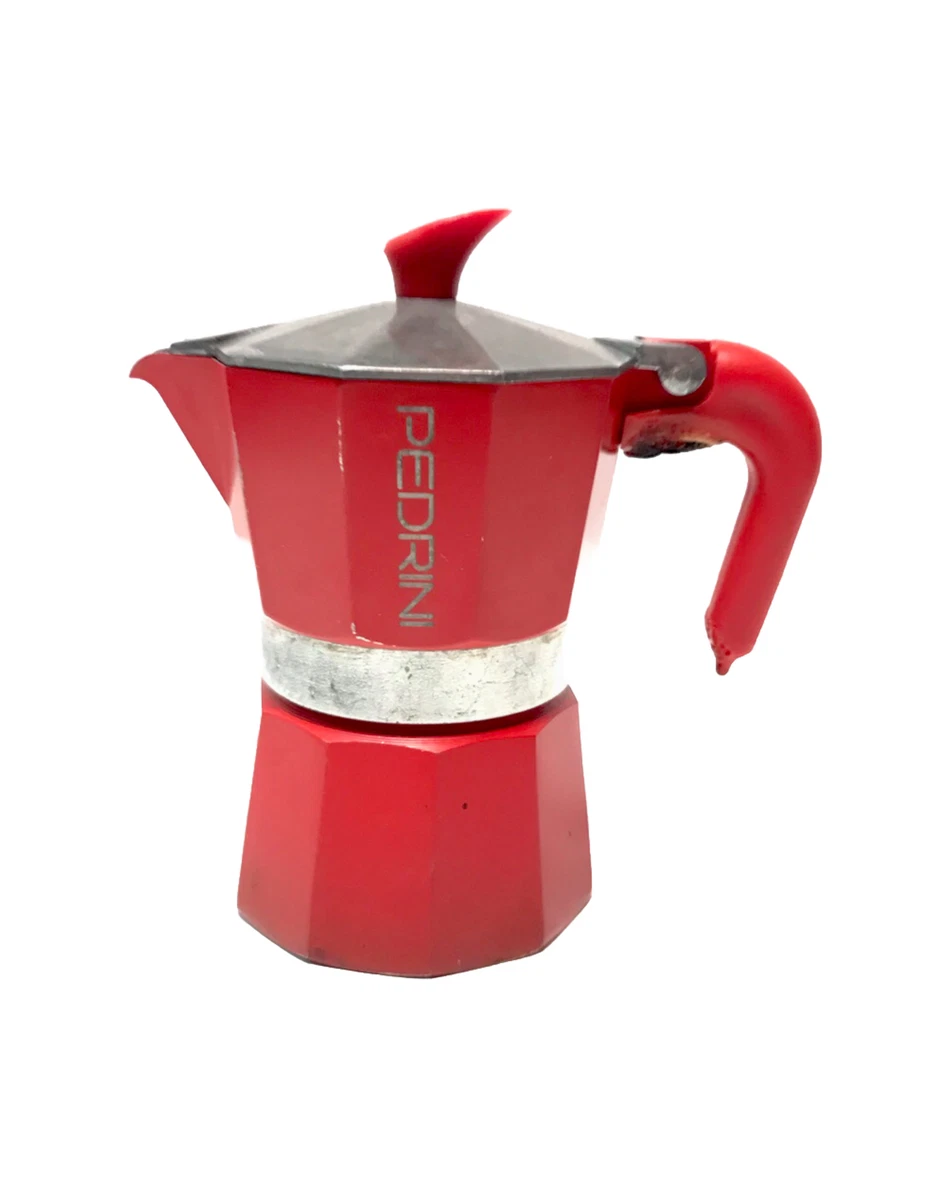 Pedrini Espresso Stove Top Coffee Maker Red Percolator Single Cup Italy READ