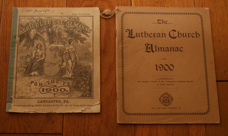 Agricultural Almanac for 1900 Lancaster PA + Lutheran Church Almanac for 1900