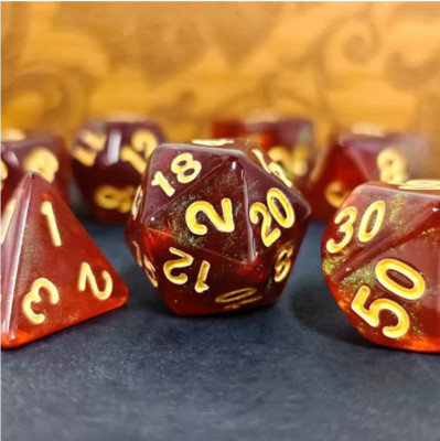  Electric Amber - 7 Dice Set | RPG DnD Dungeons Dragons AD&D Pathfinder d20