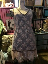 FOREVER 21 Charming Dusty Cream Lavender Lace Boho  Dress Size 1