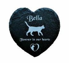 Personalised Engraved Slate Heart Pet Memorial Grave Marker Headstone Plaque Cat