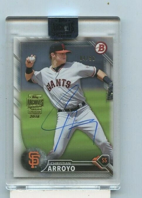 CHRISTIAN ARROYO 2018 TOPPS ARCHIVES SIGNATURE SERIES ENCASED AUTO #D /96 GIANTS