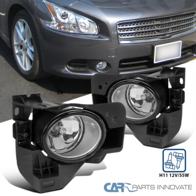 Fits 09-14 Maxima Clear Fog Lights Bumper Lamps Replacement Pair+Switch