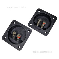 2 Pcs Speaker Box Banana Push Square Terminal Cup w/ Holes 3.125" x 3.125"