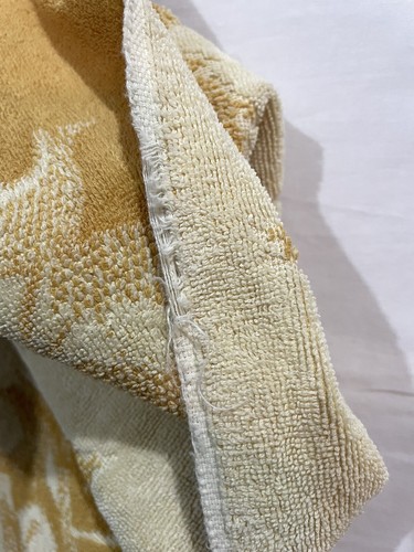 Vintage MCM Fieldcrest Floral Fransen Badetuch Set USA Cremeweiß Butterscotch - Bild 7 von 22