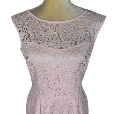 WHBM White House Black Market Pink Lace Dress Scoop Neck Cap Sleeve Size 6  | eBay