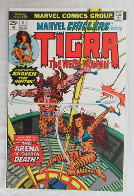Marvel Chillers #4 Marvel Comics 1976 Featuring Tigra the Were-Woman Vs. Kraven