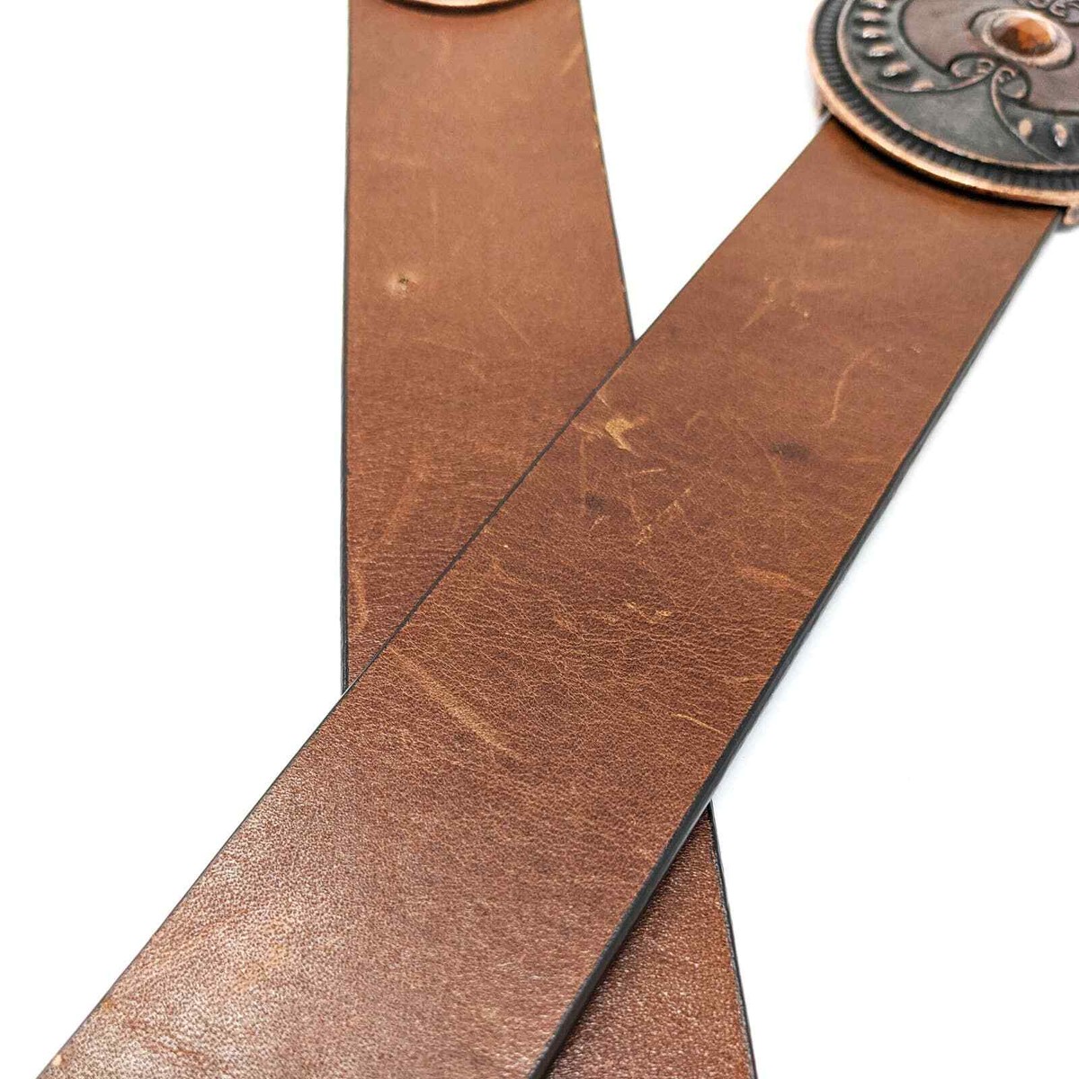 Chicos Womens Small Brown Leather Medallion Large Buckle 