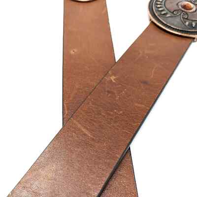 Chicos Womens Small Brown Leather Medallion Large Buckle Belt Western Boho Chico main image 4