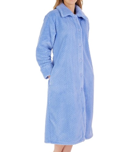 Slenderella Womens Bathrobe Button Up Soft Waffle Fleece Dressing Gown Housecoat - Picture 25 of 105