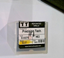 TCT REPOINTED DRILLS SLOT 63 0.0370" DIA 0.343" FLUTE LOT OF 50 