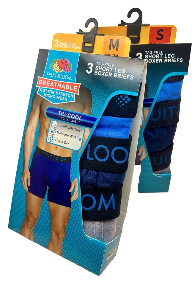 New Fruit of The Loom Men's 3 Pack Cotton Stretch Boxer Briefs Sizes S, M, L, XL - Image 4 of 4
