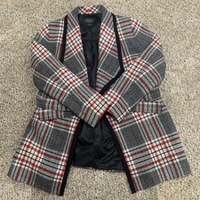 PENDLETON Wrap Jacket Belted Women Size 10 Plaid 100 Wool Retail 399