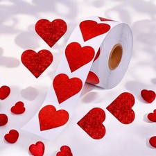 Heart Sticker Roll Pretty 500 pcs Shape Red Designs Semi Gloss Self Adhesive New
