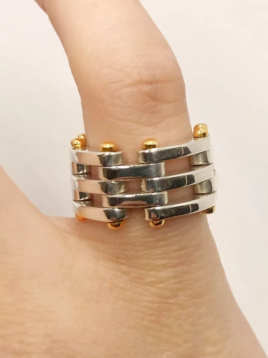 Tiffany Co. 18KYG SS Gatelink Ring Size 5.5 eBay