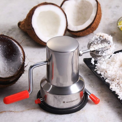 Stainless Steel Coconut Scraper for KitchenVacuum Base, Rotatable Handle, Manual - Picture 4 of 5