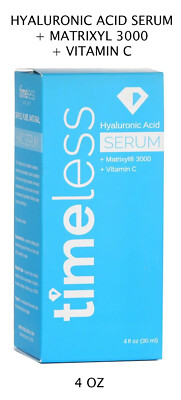 TIMELESS HYALURONIC ACID SERUM +MATRIXYL 3000 +VITAMIN C (4 oz) - BNIB UNOPENED