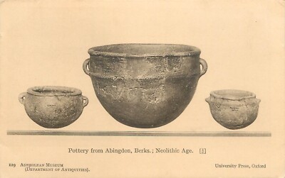Postcard art Ashmolean museum pottery from Abingdon Berks neolithic age