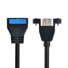 Screw Mount Type USB 3.0 Single Port A Female to Motherboard 20pin Header Cable