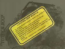 COLEMAN 1945 LIGHTING LAMP DECAL. jeep willys dodge us ww2