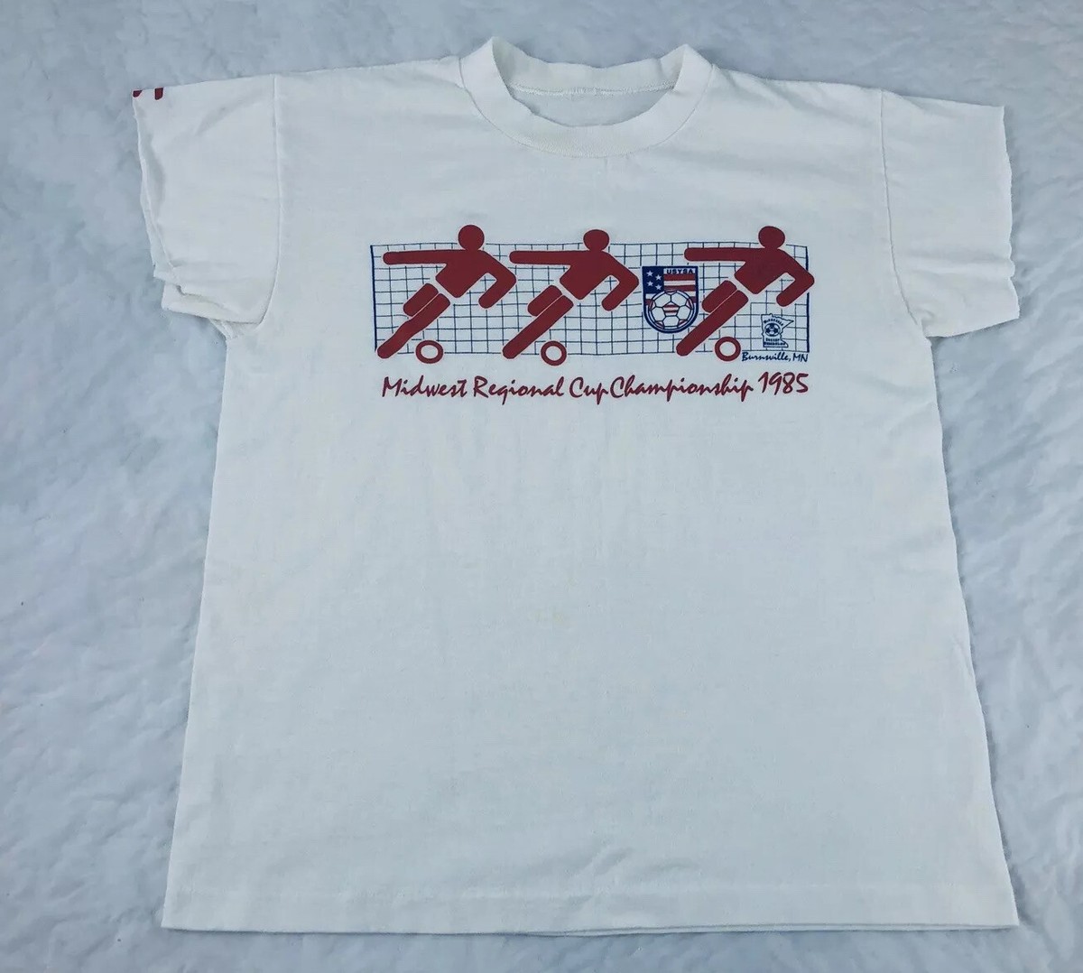 Vtg 1985 Soccer T-shirt White 80s Single Stitch 50/50 Burnsville