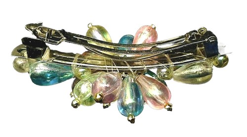BARETTE DE METAL DE COLECCIÓN - CUENTAS DE COLORES - COMO NUEVO - Imagen 2 de 2