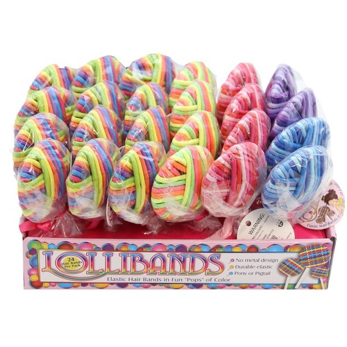 Lollibands 24 Elastic Ponytail Holder Hair Bands in Fun "Pops" of Color - Picture 2 of 7