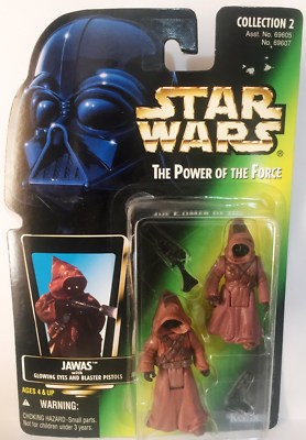 Star Wars Power of the Force JAWAS (2) with Glowing Eyes + (2) Accessories 3.75''