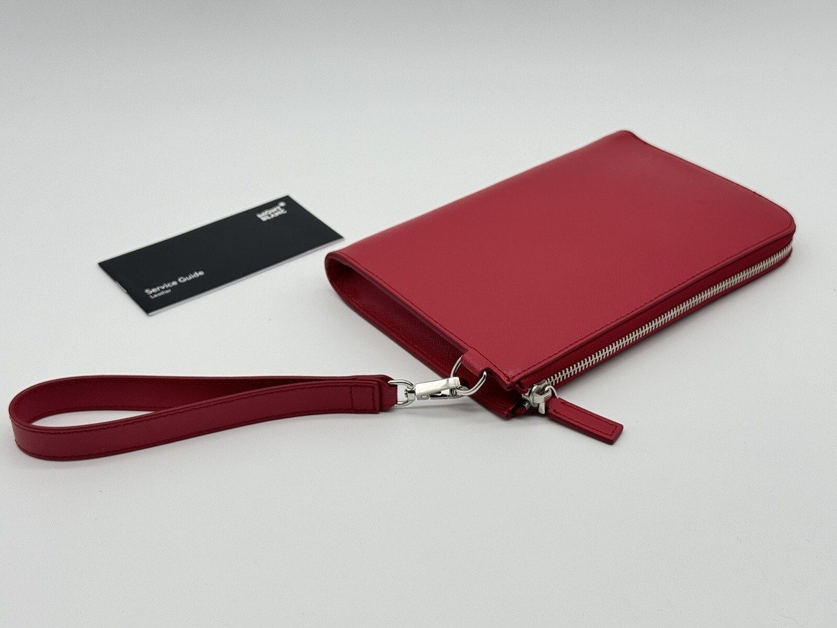 MONTBLANC SARTORIAL RED CALFSKIN LEATHER POUCH CLUTCH NEW 100