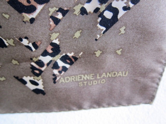 Adrienne Landau Studio Animal and Stripe Print Silk Scarf - 34 x 34 in.
